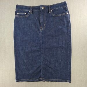 Lauren Ralph Lauren Denim Skirt Womens 6 Blue Dark Wash Pencil Knee Length
